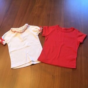 Two vintage kids' t-shirts, white and red, size 4 (one Carter's)